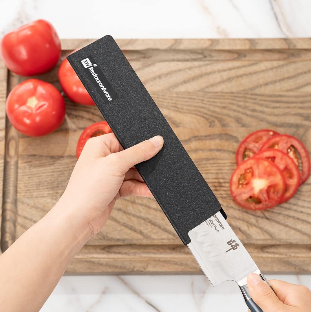 Sensei 8.5 x 2 Inch Knife Sleeve, 1 Knife Protector - Fits Santoku and Chef's Knife, Felt Lining, Black Plastic Knife Blade Guard, Durable, Cut-Proof