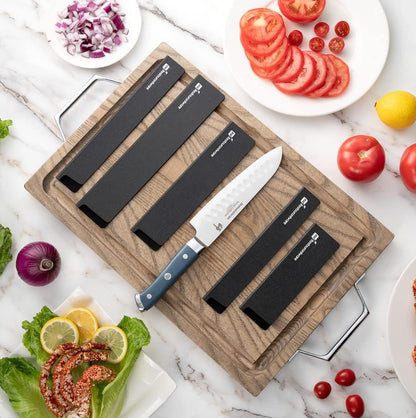 Sensei 8.5 x 2 Inch Knife Sleeve, 1 Knife Protector - Fits Santoku and Chef's Knife, Felt Lining, Black Plastic Knife Blade Guard, Durable, Cut-Proof
