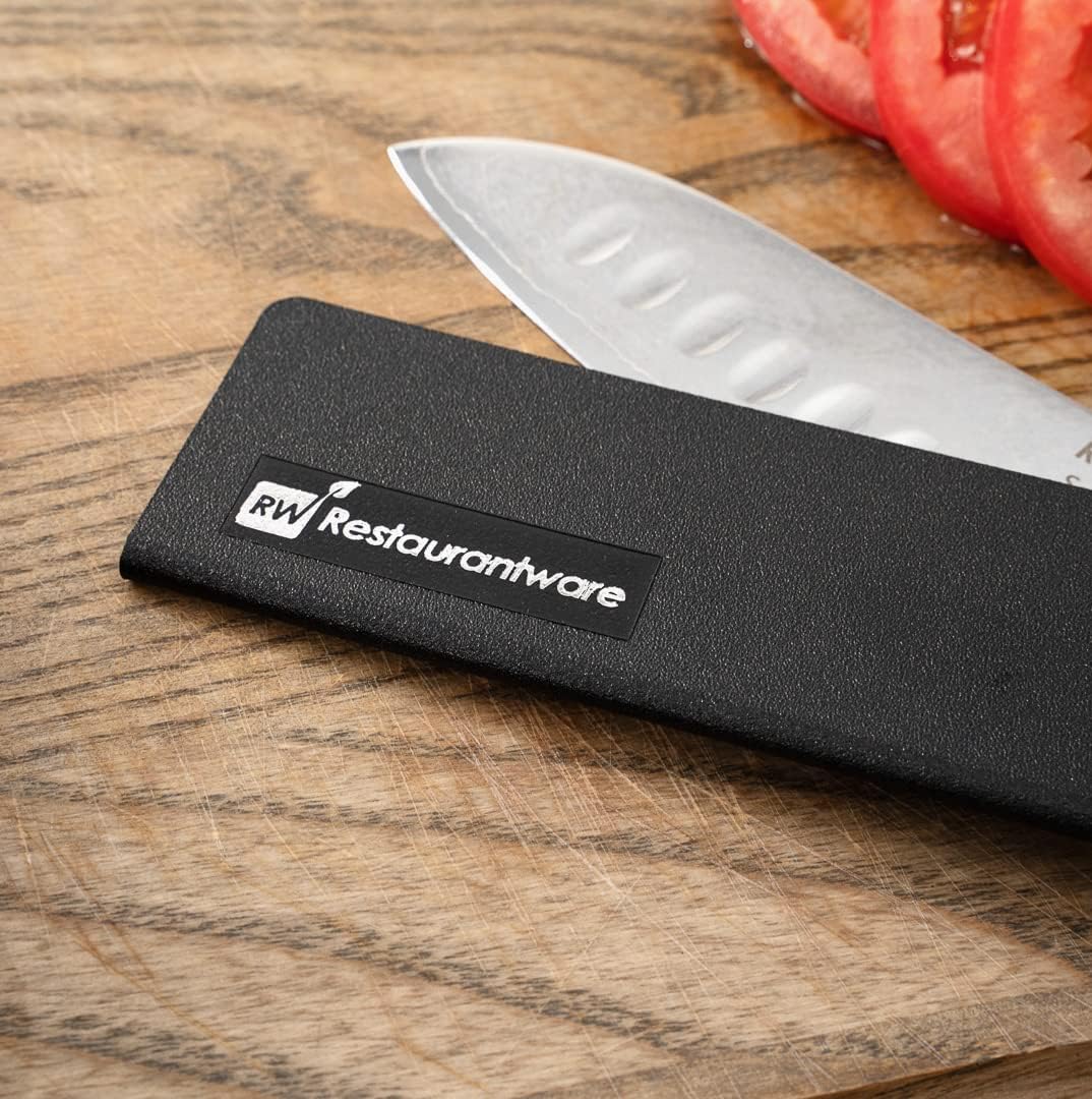 Sensei 8.5 x 2 Inch Knife Sleeve, 1 Knife Protector - Fits Santoku and Chef's Knife, Felt Lining, Black Plastic Knife Blade Guard, Durable, Cut-Proof