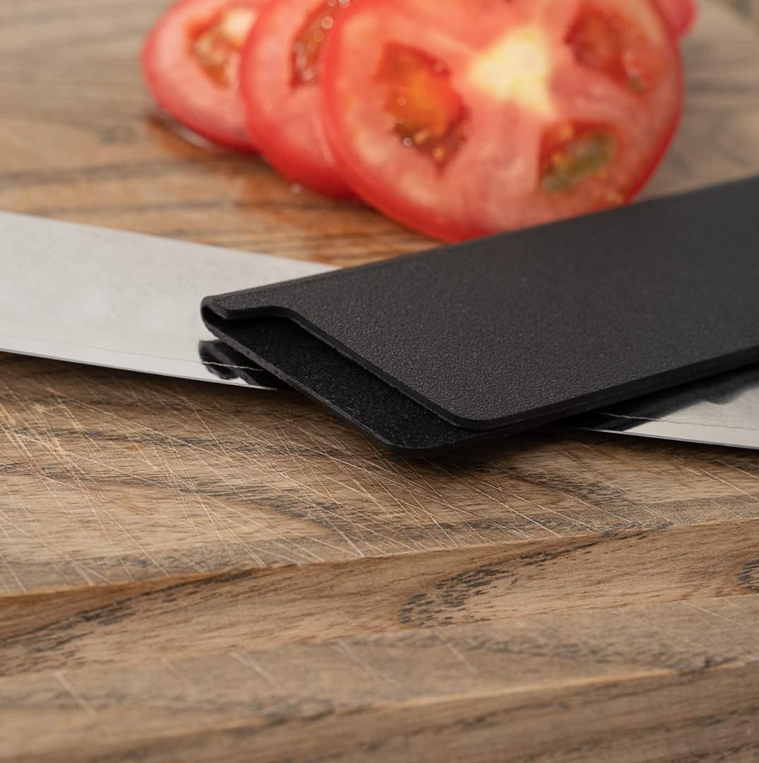 Sensei 8.5 x 2 Inch Knife Sleeve, 1 Knife Protector - Fits Santoku and Chef's Knife, Felt Lining, Black Plastic Knife Blade Guard, Durable, Cut-Proof