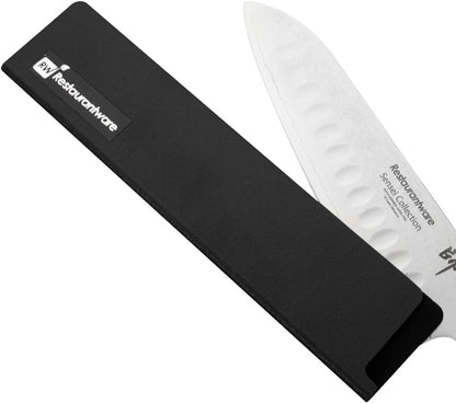 Sensei 8.5 x 2 Inch Knife Sleeve, 1 Knife Protector - Fits Santoku and Chef's Knife, Felt Lining, Black Plastic Knife Blade Guard, Durable, Cut-Proof