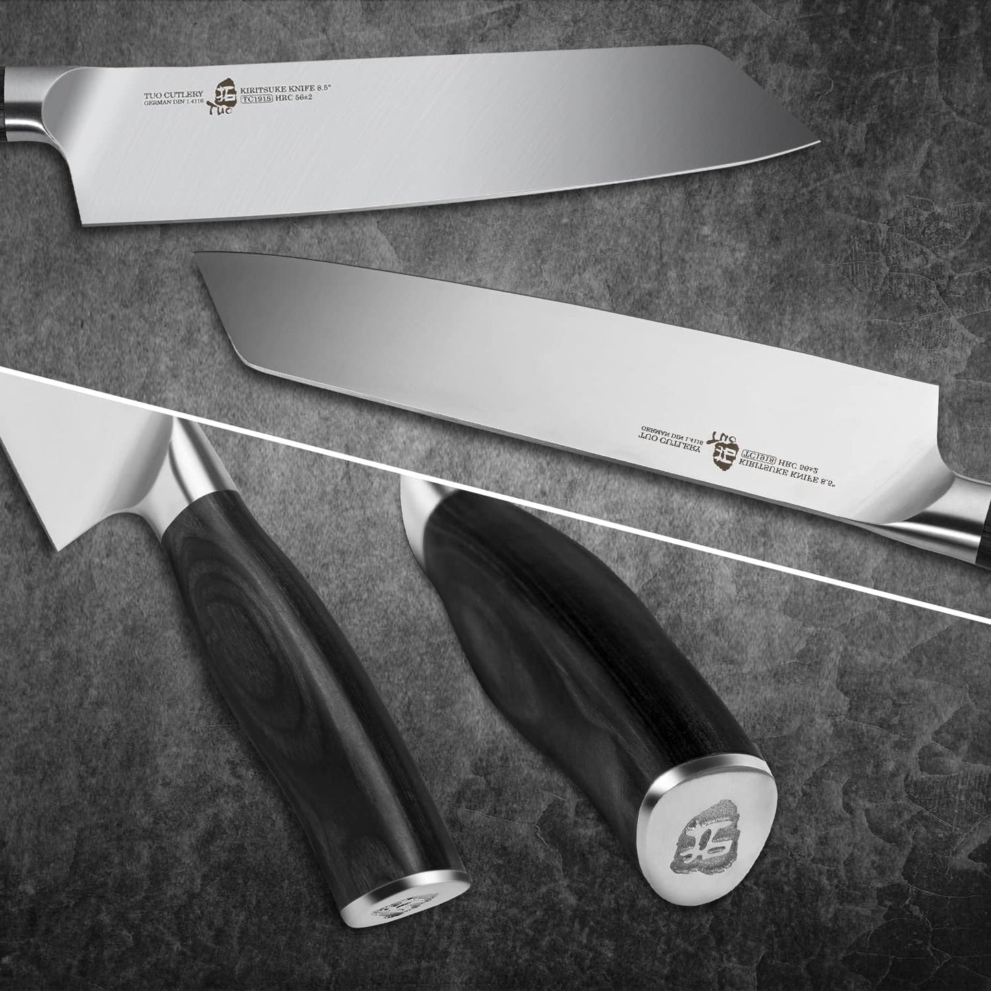 Kiritsuke Knife 8.5 inch Vegetable Cleaver Kitchen Knife Ultra Sharp Knife, German High Carbon Stainless Steel, Ergonomic Pakkawood Handle Gift Box, Fiery Phoenix Series - Black