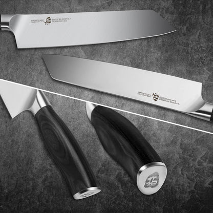 Kiritsuke Knife 8.5 inch Vegetable Cleaver Kitchen Knife Ultra Sharp Knife, German High Carbon Stainless Steel, Ergonomic Pakkawood Handle Gift Box, Fiery Phoenix Series - Black