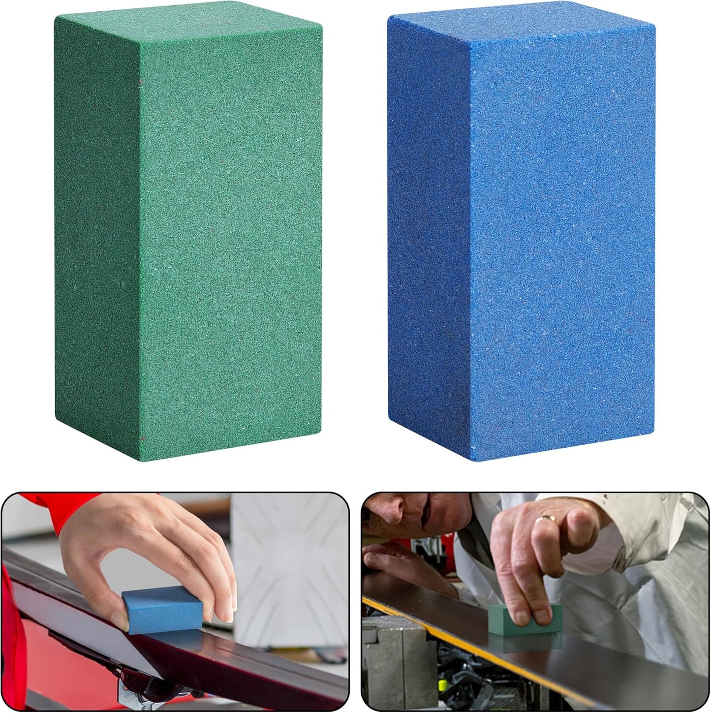 3 Pcs Gummy Rubber Abrasive Stone- Edge Grinding Rubber Block Stone- Soft Snowboard Gummy Stone- Snowboard Ski Stone for Removing Rust and Burrs (Blue 60 Grit, Green 120 Grit, Red 240 Grit)