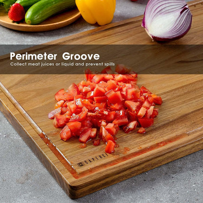 Extra Large Acacia Wood Cutting Board 20 x 14 Inch - Better Kitchen Chopping Board with Juice Groove & Handle Hole for Meat (Butcher Block) Vegetables and Cheese