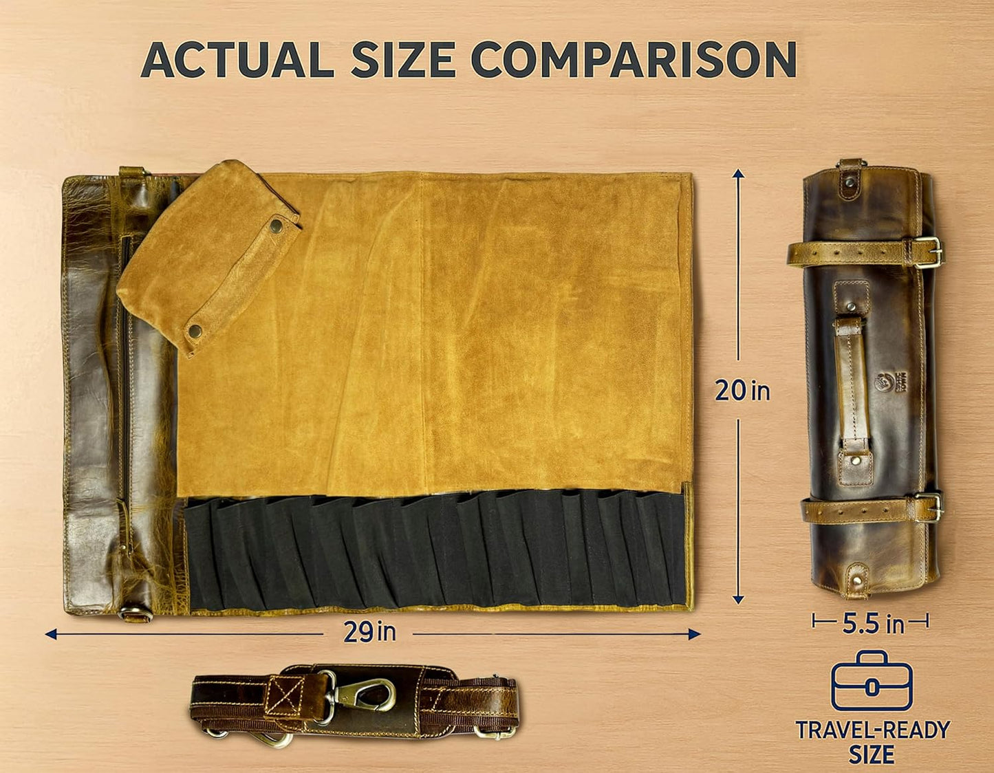 Genuine Leather Chef Knife Roll All Purpose Chef Roll