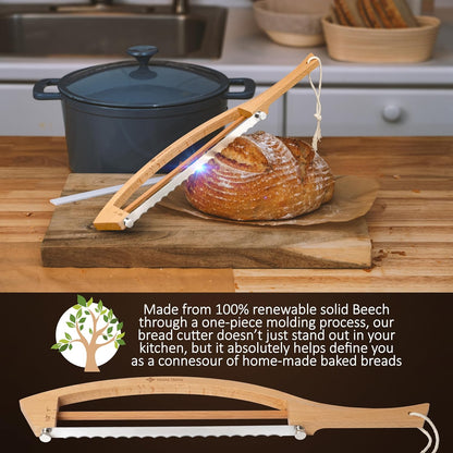 Adjustable Bread Knife for Homemade Bread with 1/2" and 1" Thickness Guides | Bread Slicer - 17" Bread Cutter - Handle Groove Design Easy to Cutting Even Slices for Sourdough Baguettes Sandwiches