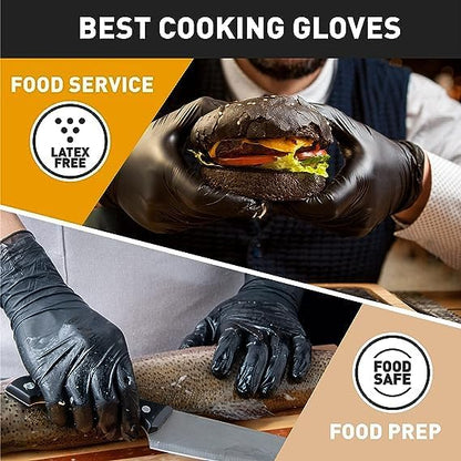 Black/Pink Vinyl Disposable Gloves Latex Free, Food Grade, 5 mil, Cooking, Cleaning, Hair Dye, 50/100/200/1000 Count