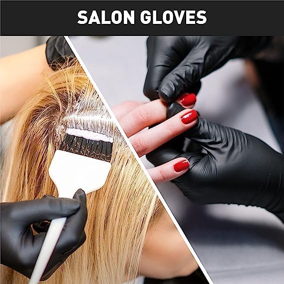 Black/Pink Vinyl Disposable Gloves Latex Free, Food Grade, 5 mil, Cooking, Cleaning, Hair Dye, 50/100/200/1000 Count