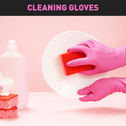 Black/Pink Vinyl Disposable Gloves Latex Free, Food Grade, 5 mil, Cooking, Cleaning, Hair Dye, 50/100/200/1000 Count