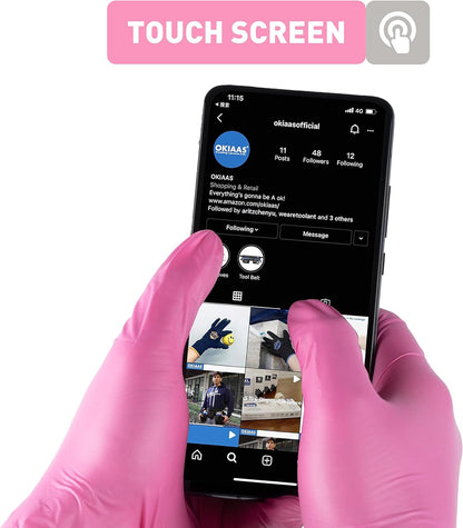 Black/Pink Vinyl Disposable Gloves Latex Free, Food Grade, 5 mil, Cooking, Cleaning, Hair Dye, 50/100/200/1000 Count