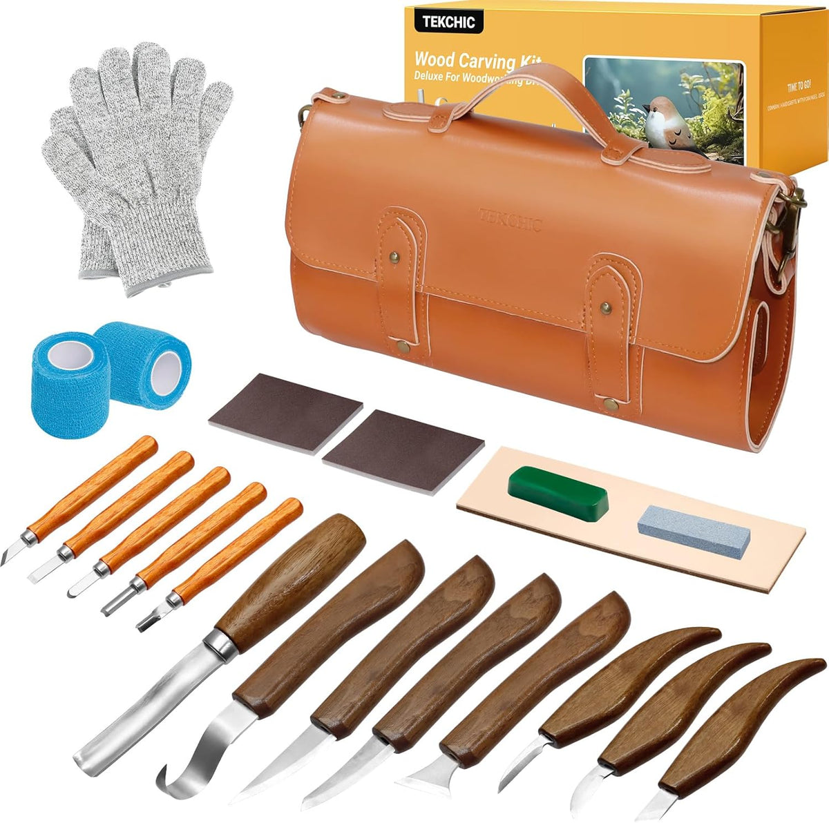 Tekchic Wood Carving Kit Deluxe-Whittling Knife, Wood Carving Knife Set