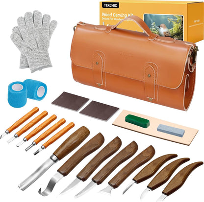 Tekchic Wood Carving Kit Deluxe-Whittling Knife, Wood Carving Knife Set