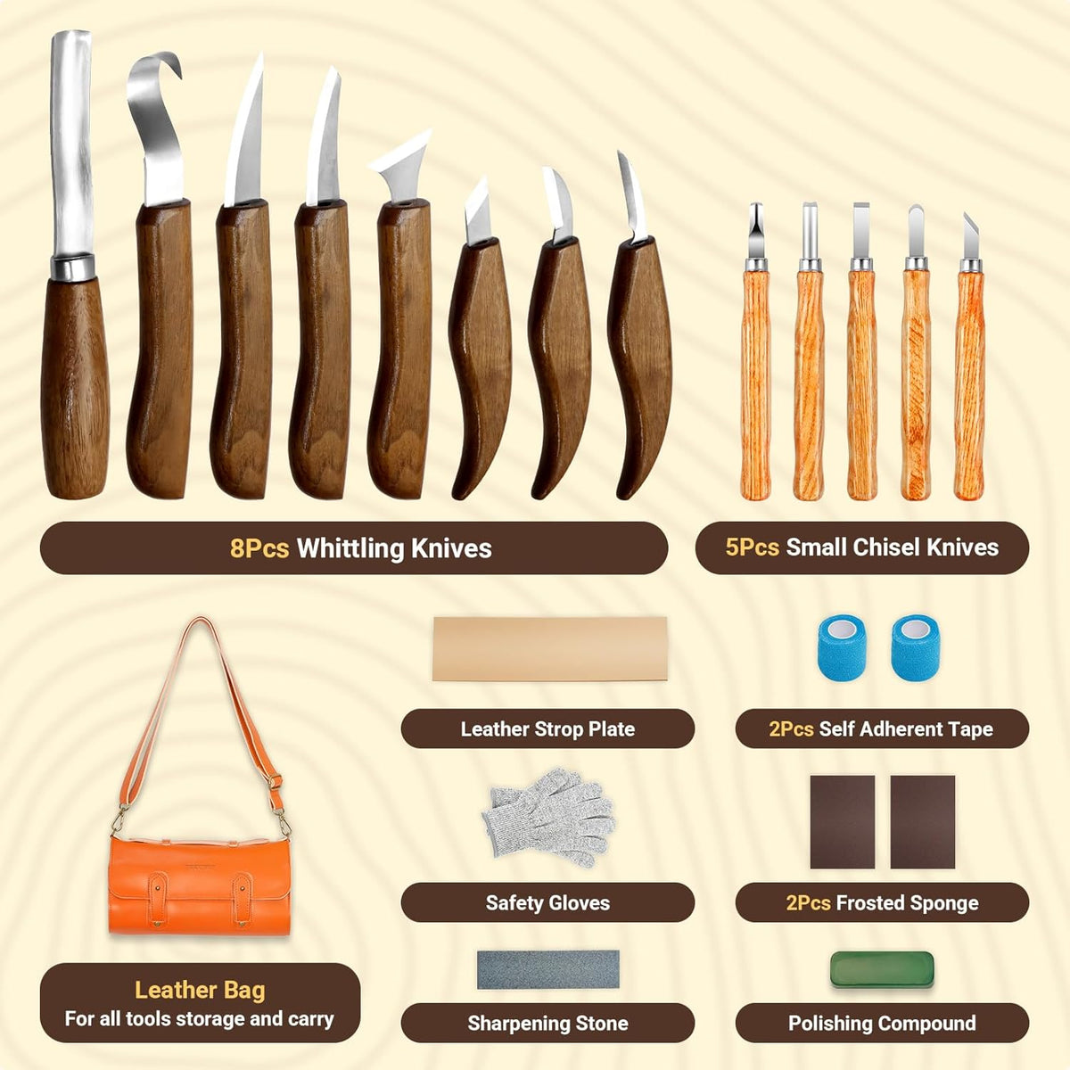 Tekchic Wood Carving Kit Deluxe-Whittling Knife, Wood Carving Knife Set