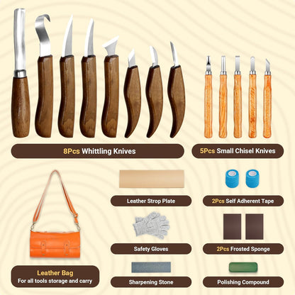 Tekchic Wood Carving Kit Deluxe-Whittling Knife, Wood Carving Knife Set