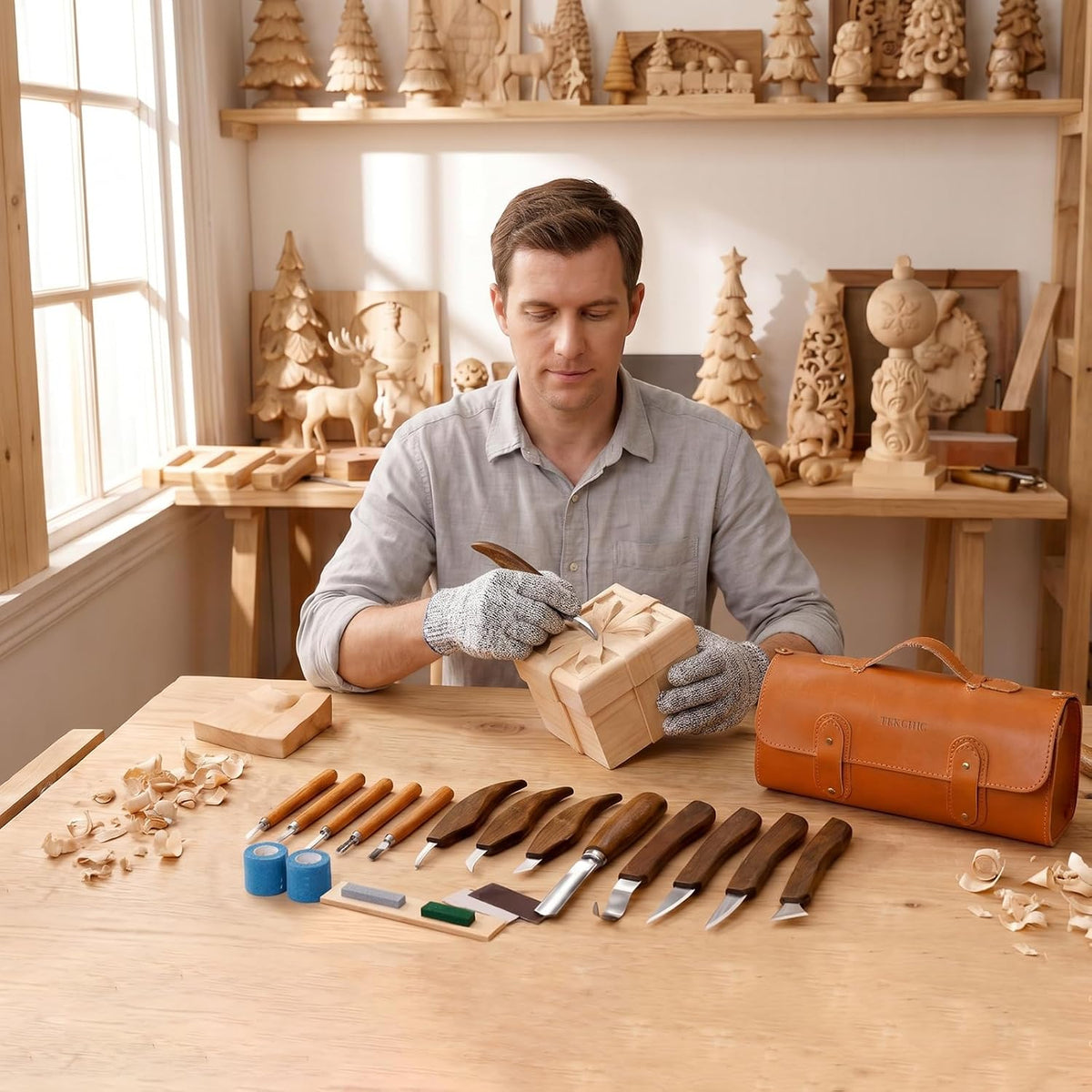 Tekchic Wood Carving Kit Deluxe-Whittling Knife, Wood Carving Knife Set