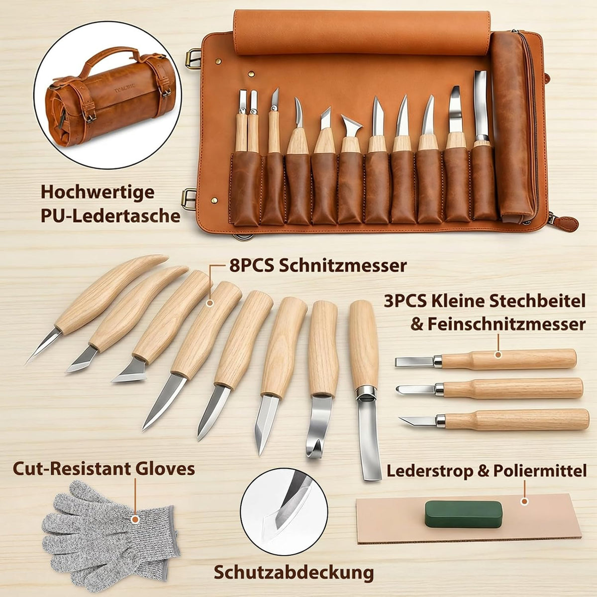 Tekchic Wood Carving Kit Deluxe-Whittling Knife, Wood Carving Knife Set