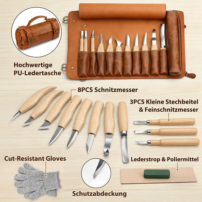 Tekchic Wood Carving Kit Deluxe-Whittling Knife, Wood Carving Knife Set