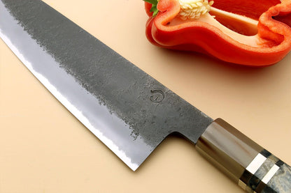 Yoshihiro Hayate Hinoura Kurouchi Black-Forged Blue Steel Stainless Clad Gyuto Chefs Knife (9.5" (240mm))