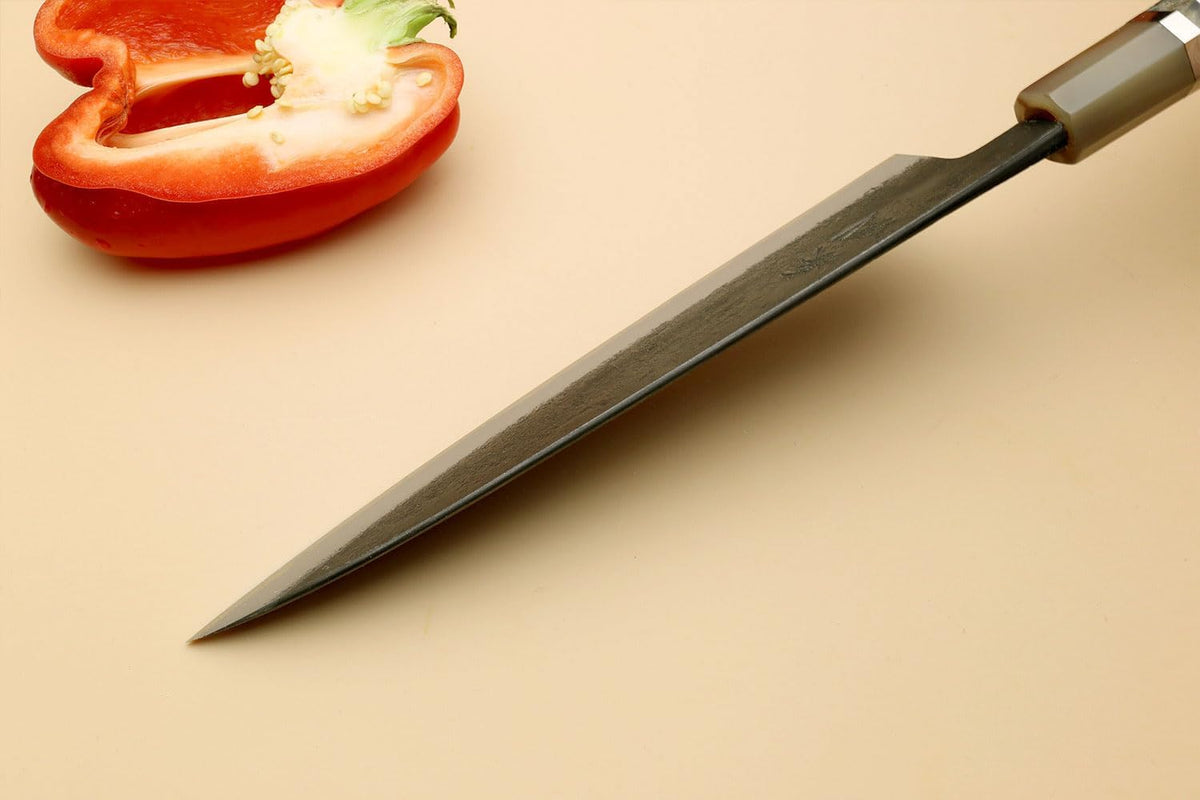 Yoshihiro Hayate Hinoura Kurouchi Black-Forged Blue Steel Stainless Clad Gyuto Chefs Knife (9.5" (240mm))