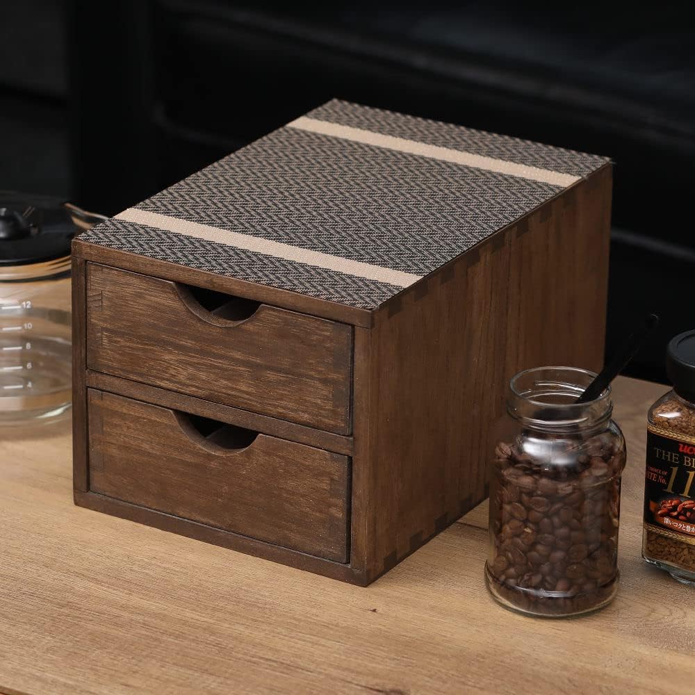 Drawer Organizer Coffee Pod Holder - Kitchen Cutlery Storage Accessories/ K-Cup Drawers with Detachable Wooden Partition - Coffee Capsules Organization Counter - Wood desktop Small Cabinets