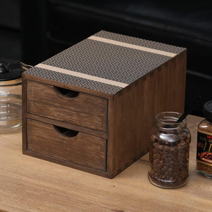 Drawer Organizer Coffee Pod Holder - Kitchen Cutlery Storage Accessories/ K-Cup Drawers with Detachable Wooden Partition - Coffee Capsules Organization Counter - Wood desktop Small Cabinets