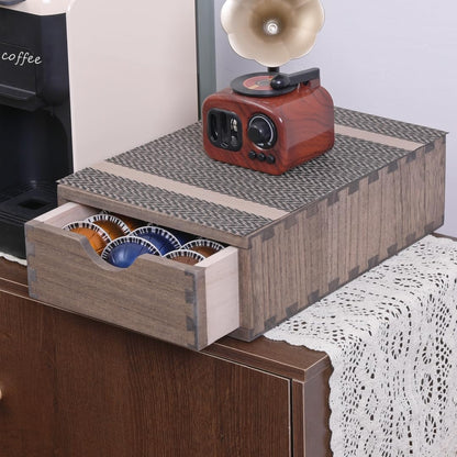 Drawer Organizer Coffee Pod Holder - Kitchen Cutlery Storage Accessories/ K-Cup Drawers with Detachable Wooden Partition - Coffee Capsules Organization Counter - Wood desktop Small Cabinets