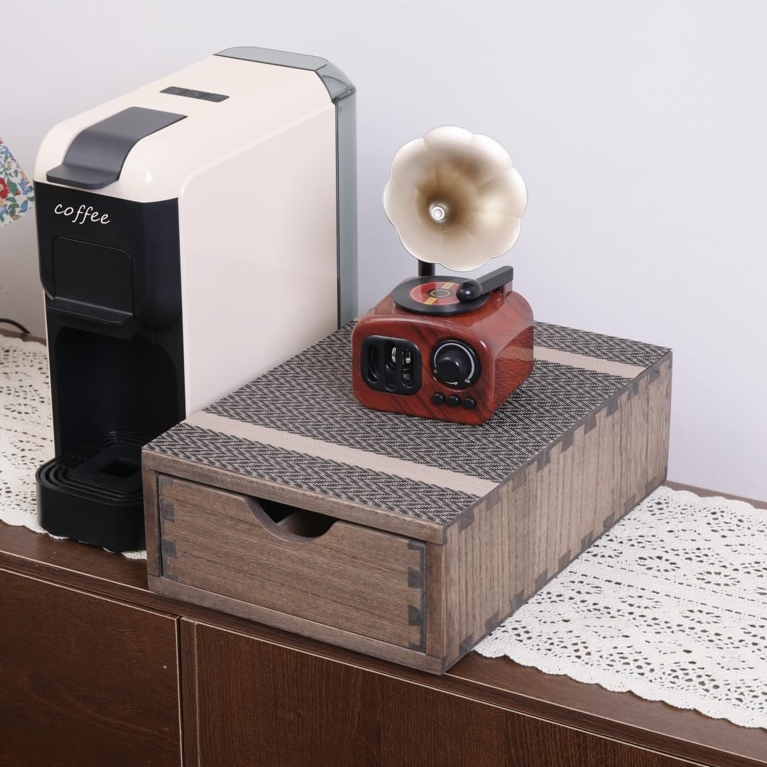 Drawer Organizer Coffee Pod Holder - Kitchen Cutlery Storage Accessories/ K-Cup Drawers with Detachable Wooden Partition - Coffee Capsules Organization Counter - Wood desktop Small Cabinets