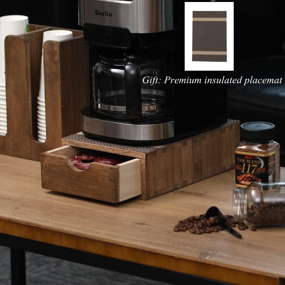 Drawer Organizer Coffee Pod Holder - Kitchen Cutlery Storage Accessories/ K-Cup Drawers with Detachable Wooden Partition - Coffee Capsules Organization Counter - Wood desktop Small Cabinets