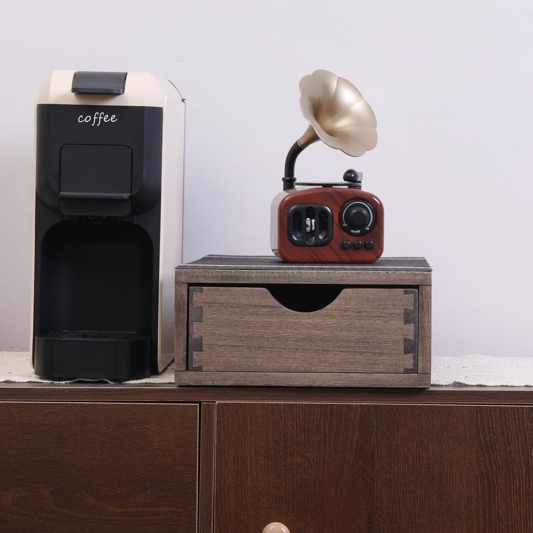 Drawer Organizer Coffee Pod Holder - Kitchen Cutlery Storage Accessories/ K-Cup Drawers with Detachable Wooden Partition - Coffee Capsules Organization Counter - Wood desktop Small Cabinets
