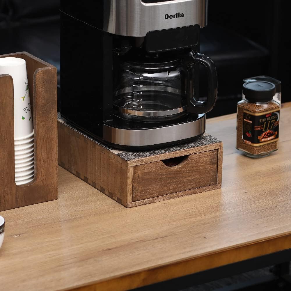 Drawer Organizer Coffee Pod Holder - Kitchen Cutlery Storage Accessories/ K-Cup Drawers with Detachable Wooden Partition - Coffee Capsules Organization Counter - Wood desktop Small Cabinets