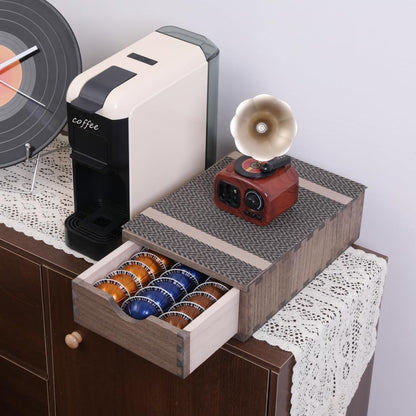 Drawer Organizer Coffee Pod Holder - Kitchen Cutlery Storage Accessories/ K-Cup Drawers with Detachable Wooden Partition - Coffee Capsules Organization Counter - Wood desktop Small Cabinets