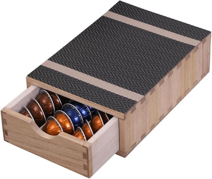 Drawer Organizer Coffee Pod Holder - Kitchen Cutlery Storage Accessories/ K-Cup Drawers with Detachable Wooden Partition - Coffee Capsules Organization Counter - Wood desktop Small Cabinets