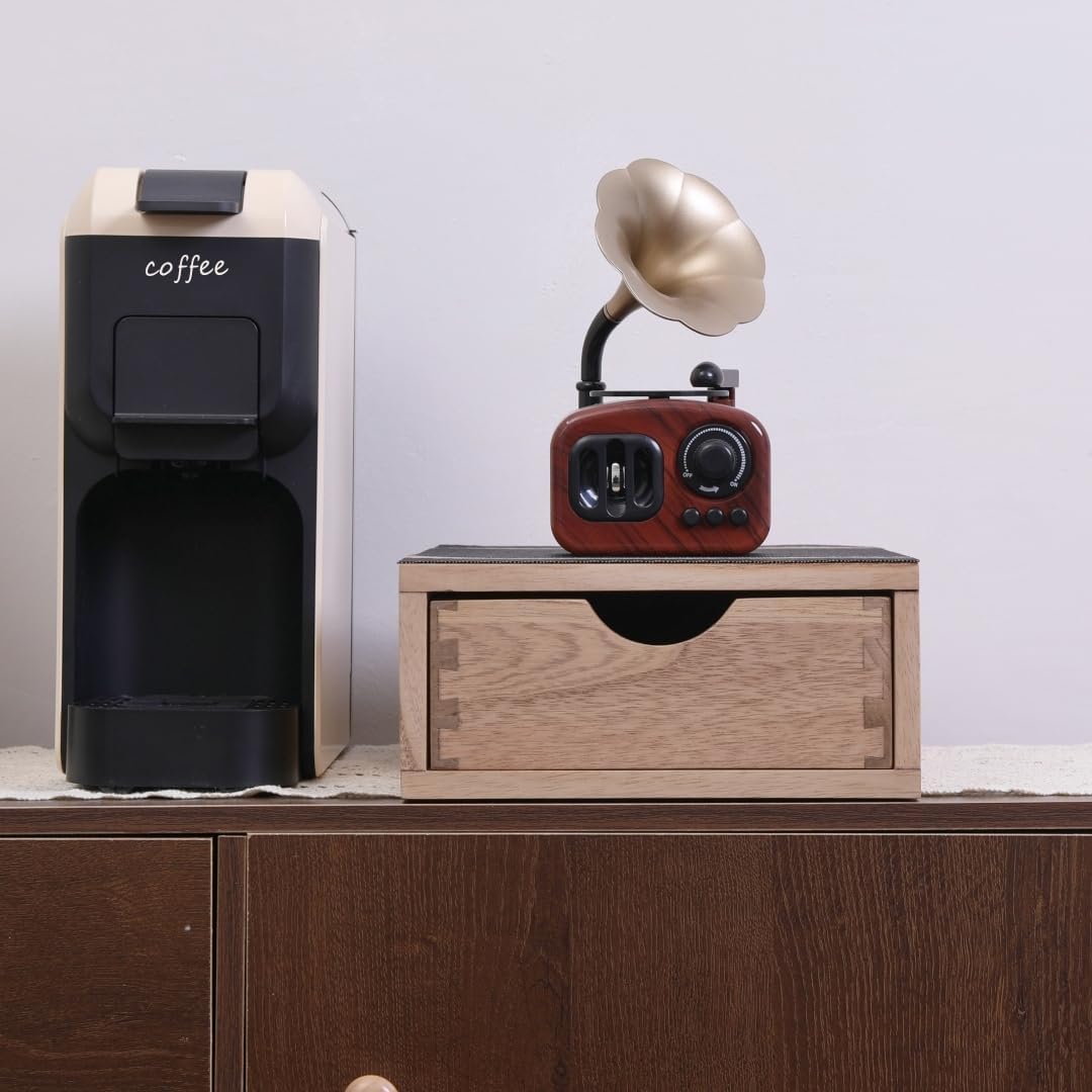 Drawer Organizer Coffee Pod Holder - Kitchen Cutlery Storage Accessories/ K-Cup Drawers with Detachable Wooden Partition - Coffee Capsules Organization Counter - Wood desktop Small Cabinets