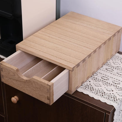 Drawer Organizer Coffee Pod Holder - Kitchen Cutlery Storage Accessories/ K-Cup Drawers with Detachable Wooden Partition - Coffee Capsules Organization Counter - Wood desktop Small Cabinets