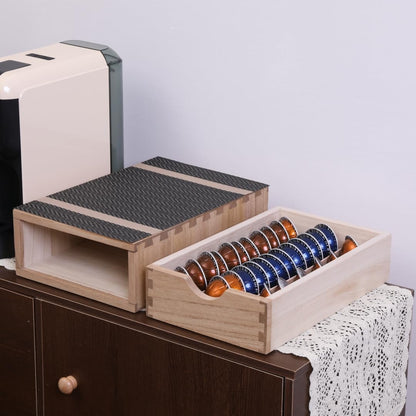 Drawer Organizer Coffee Pod Holder - Kitchen Cutlery Storage Accessories/ K-Cup Drawers with Detachable Wooden Partition - Coffee Capsules Organization Counter - Wood desktop Small Cabinets