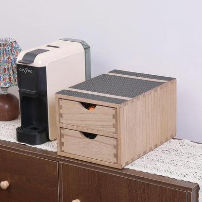 Drawer Organizer Coffee Pod Holder - Kitchen Cutlery Storage Accessories/ K-Cup Drawers with Detachable Wooden Partition - Coffee Capsules Organization Counter - Wood desktop Small Cabinets