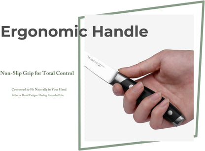 3.5 Inch Paring Knife, Sharp Forged German Stainless Steel Kitchen Knife, Full Tang Small Fruit Knife with Ergonomic Handle, Premium Classic Series with Elegant Gift Box