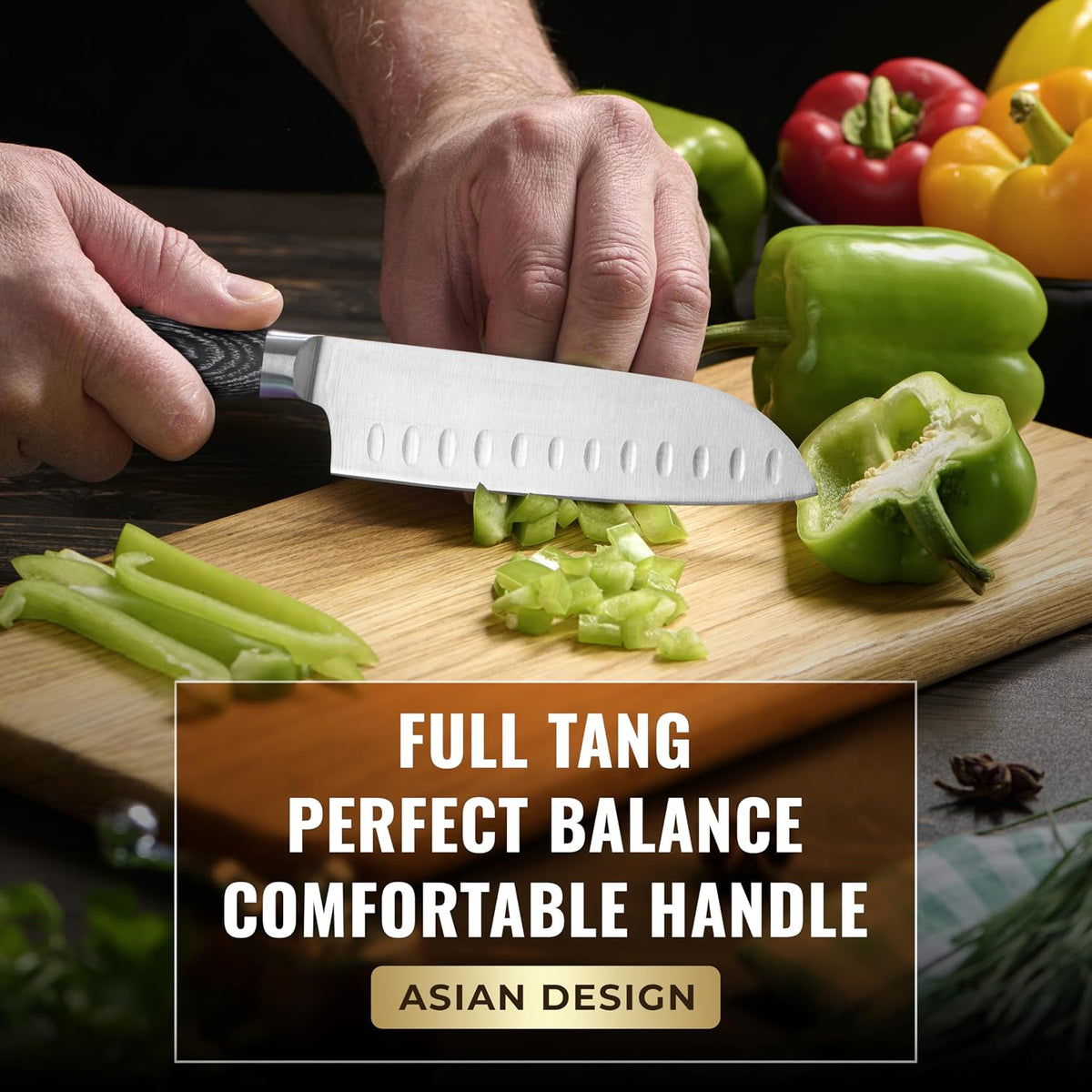 Santoku Knife, 5" Japanese Meat & Vegetable Knife for Chopping