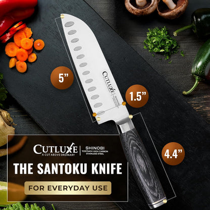 Santoku Knife, 5" Japanese Meat & Vegetable Knife for Chopping