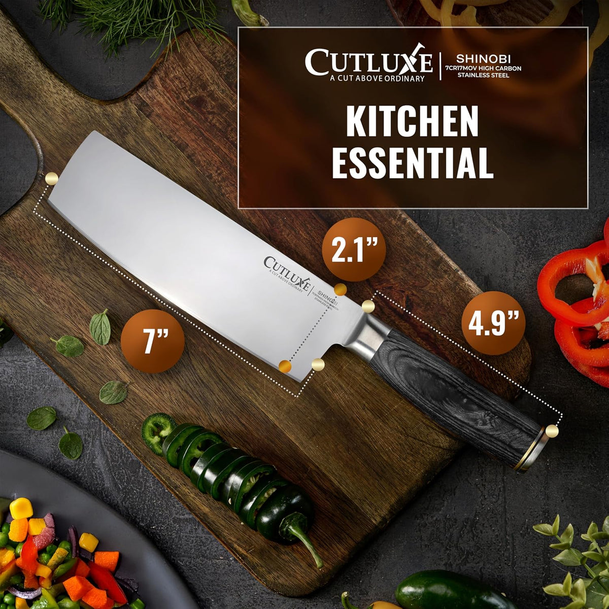Santoku Knife, 5" Japanese Meat & Vegetable Knife for Chopping