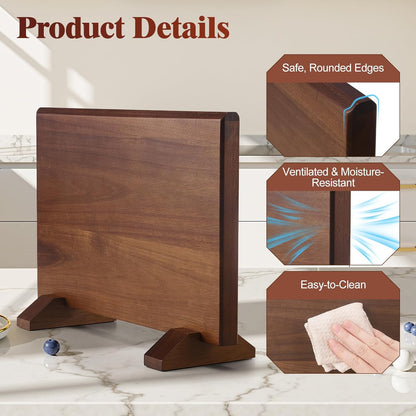 Magnetic Knife Block, Double-Sided Thick Acacia Wood Knife Holder Stand with Strong Magnets, Multifunctional Kitchen Knife Storage Organizer for Countertop