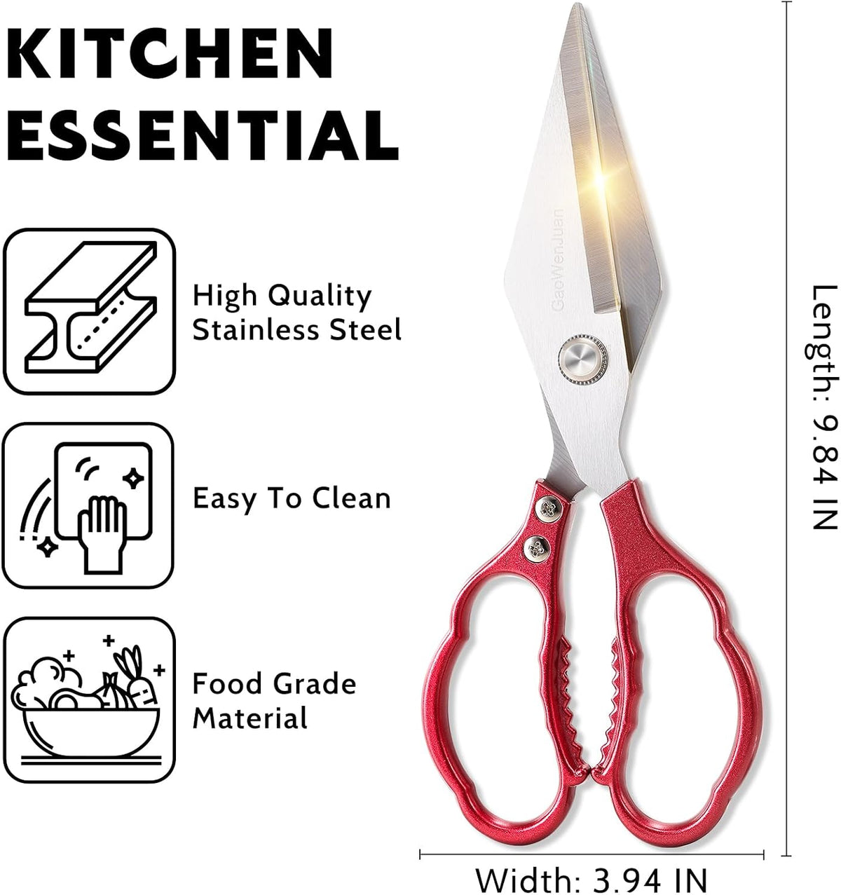 Kitchen Shears & kitchen scissors All Purpose | kitchen gadgets-Heavy Duty Stainless Steel Meat Poultry Food Scissors, Dishwasher Safe for Home and Kitchen Essentials, Utensils, Gadgets, Accessories