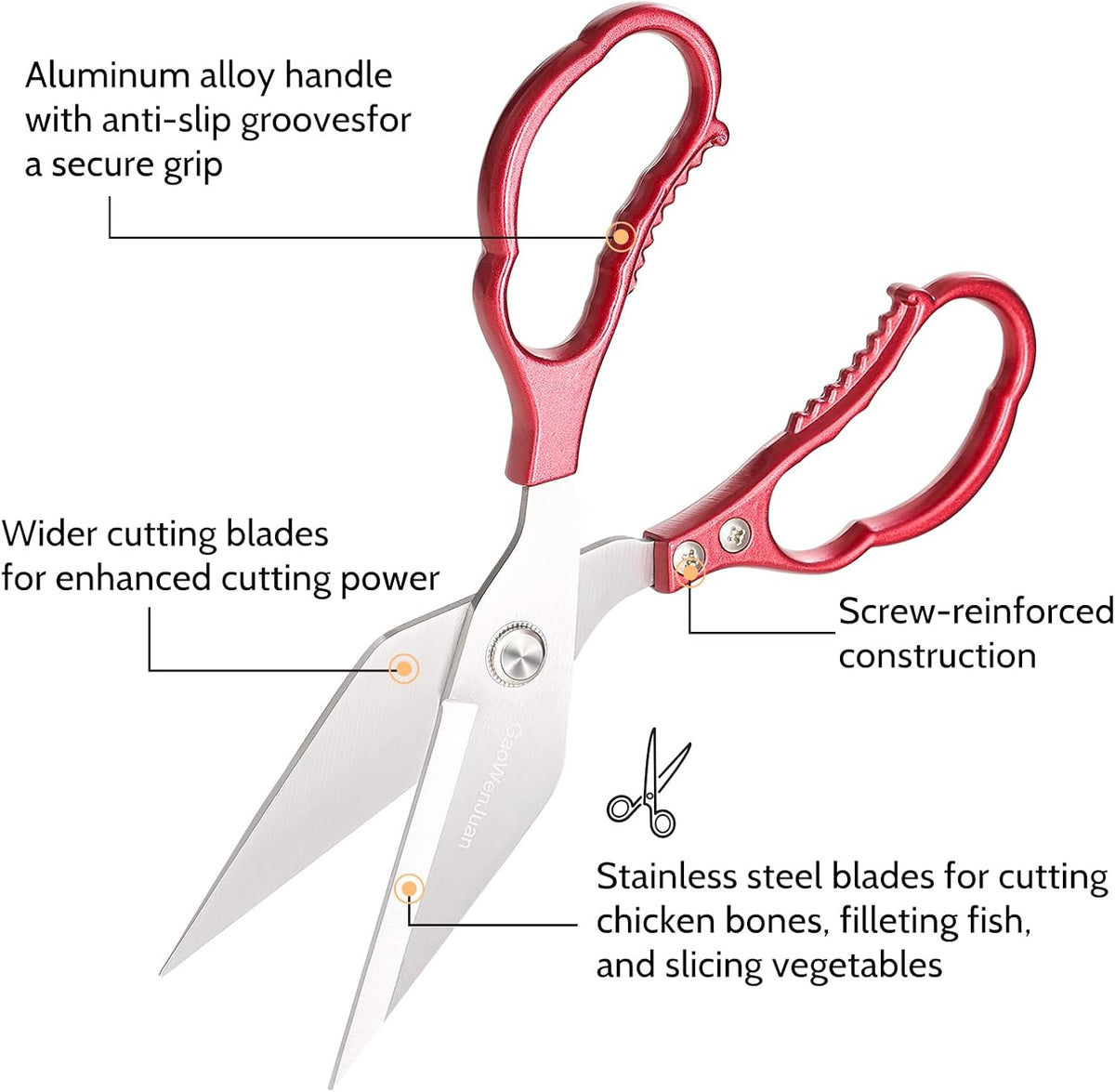 Kitchen Shears & kitchen scissors All Purpose | kitchen gadgets-Heavy Duty Stainless Steel Meat Poultry Food Scissors, Dishwasher Safe for Home and Kitchen Essentials, Utensils, Gadgets, Accessories