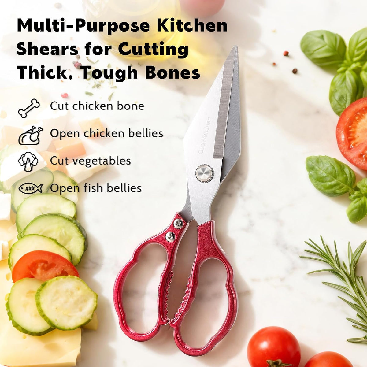 Kitchen Shears & kitchen scissors All Purpose | kitchen gadgets-Heavy Duty Stainless Steel Meat Poultry Food Scissors, Dishwasher Safe for Home and Kitchen Essentials, Utensils, Gadgets, Accessories