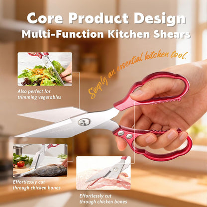 Kitchen Shears & kitchen scissors All Purpose | kitchen gadgets-Heavy Duty Stainless Steel Meat Poultry Food Scissors, Dishwasher Safe for Home and Kitchen Essentials, Utensils, Gadgets, Accessories