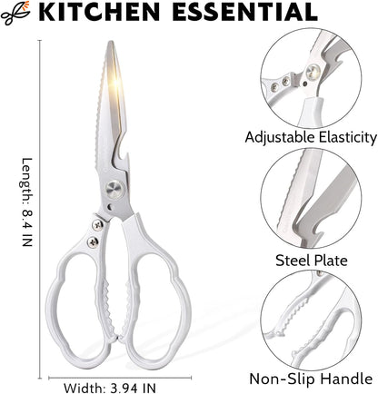 Kitchen Shears & kitchen scissors All Purpose | kitchen gadgets-Heavy Duty Stainless Steel Meat Poultry Food Scissors, Dishwasher Safe for Home and Kitchen Essentials, Utensils, Gadgets, Accessories