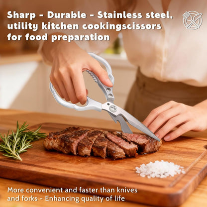 Kitchen Shears & kitchen scissors All Purpose | kitchen gadgets-Heavy Duty Stainless Steel Meat Poultry Food Scissors, Dishwasher Safe for Home and Kitchen Essentials, Utensils, Gadgets, Accessories