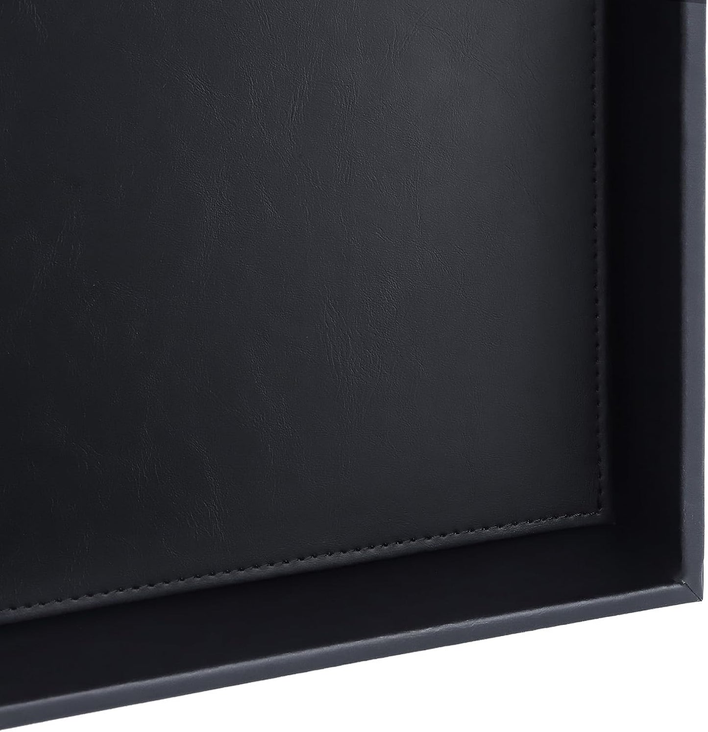 Faux Leather Vanity Tray, Elegant Desktop Storage Organizer, Decorative Catchall for Perfume, Bathroom Valet, Nightstand or Dresser, 10.2 x 8.4 x 1.8 inches (Grey Stripe)