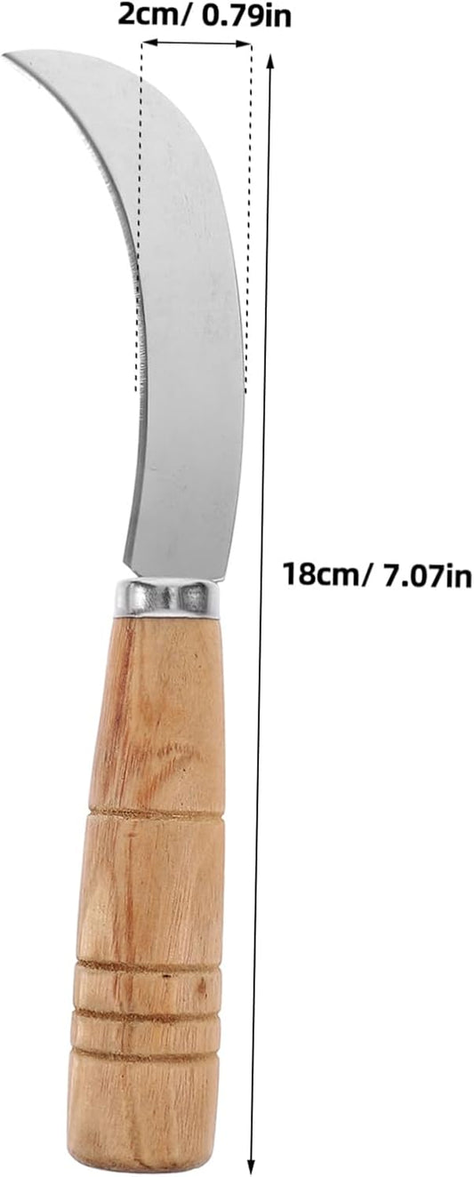 BESTOYARD Curved Pineapple Knife Stainless Steel Fruit Cutter for Peeling Coring and Carving Pineapple Jackfruit and Banana Small Sickle Knife for Kitchen Restaurant 7.08 in